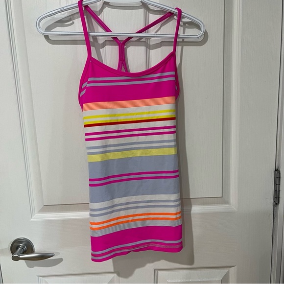 Lululemon power y pink multi stripe tank top - Picture 2 of 8